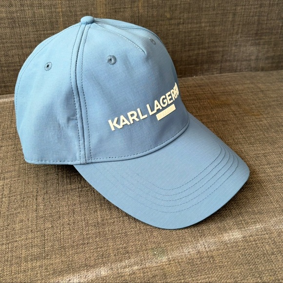 Karl Lagerfeld Paris Logo Ripstop Baseball Cap Light Blue MSRP $65 - Picture 2 of 9
